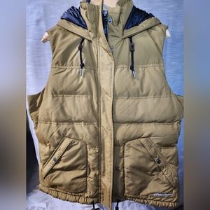 Eddie Bauer womans down fill hooded vest size XXL flannel lined zip front